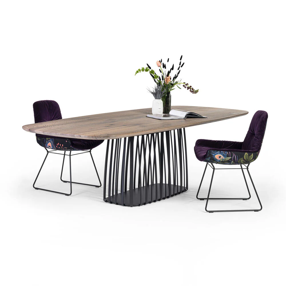 janua | bc 07 basket table boat shape | smoked oak + black base 220x110cm - Image 6