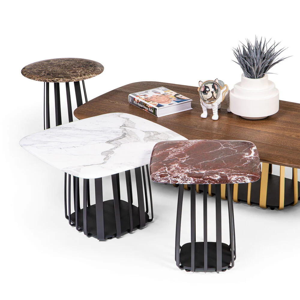 janua | bc 09 basket coffee table round | emperador stone + black base - Image 6