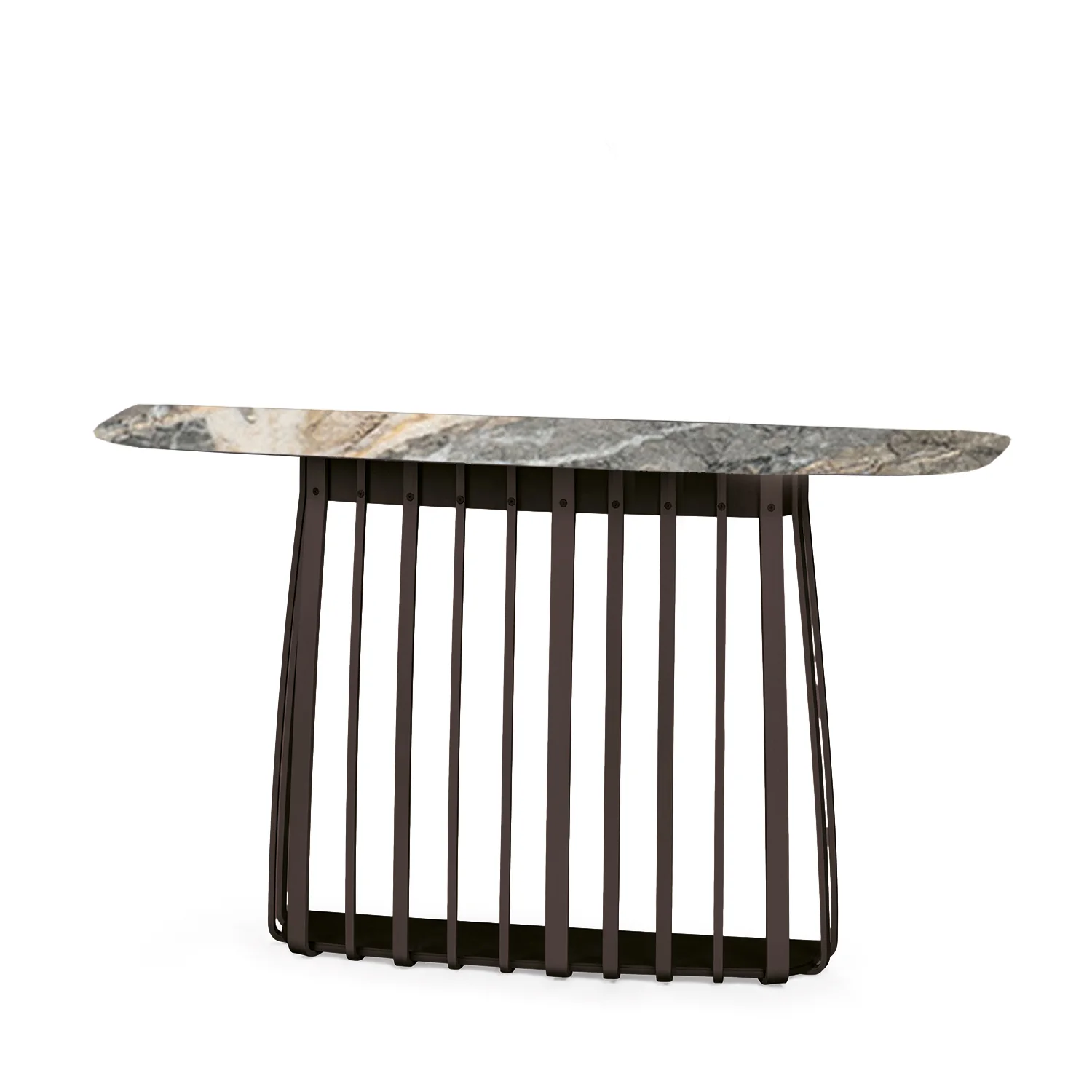 janua | bc 10 basket console table | earth blue stone + black base - Image 3