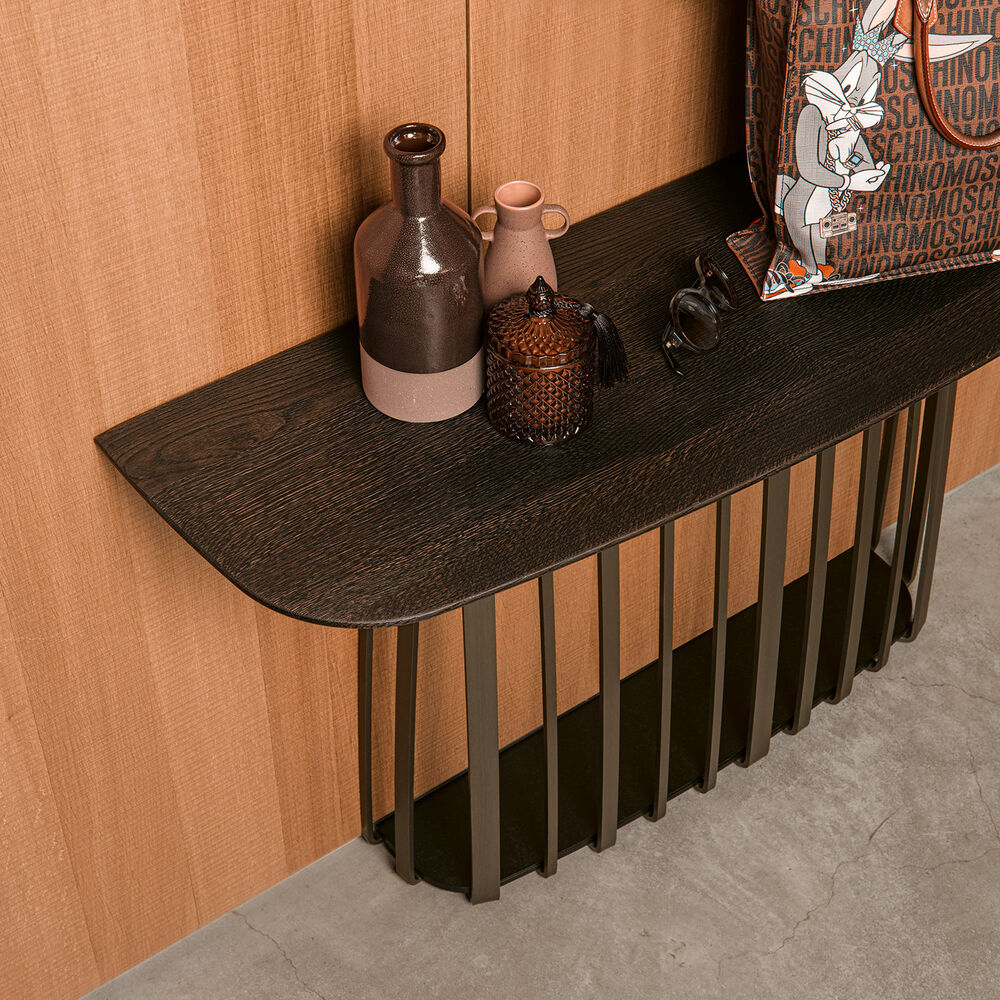 janua | bc 10 basket console table | smoked oak + brass base - Image 2
