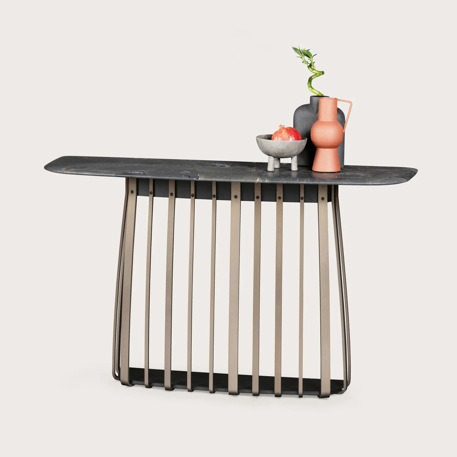janua | bc 10 basket console table | smoked oak + brass base - Image 8