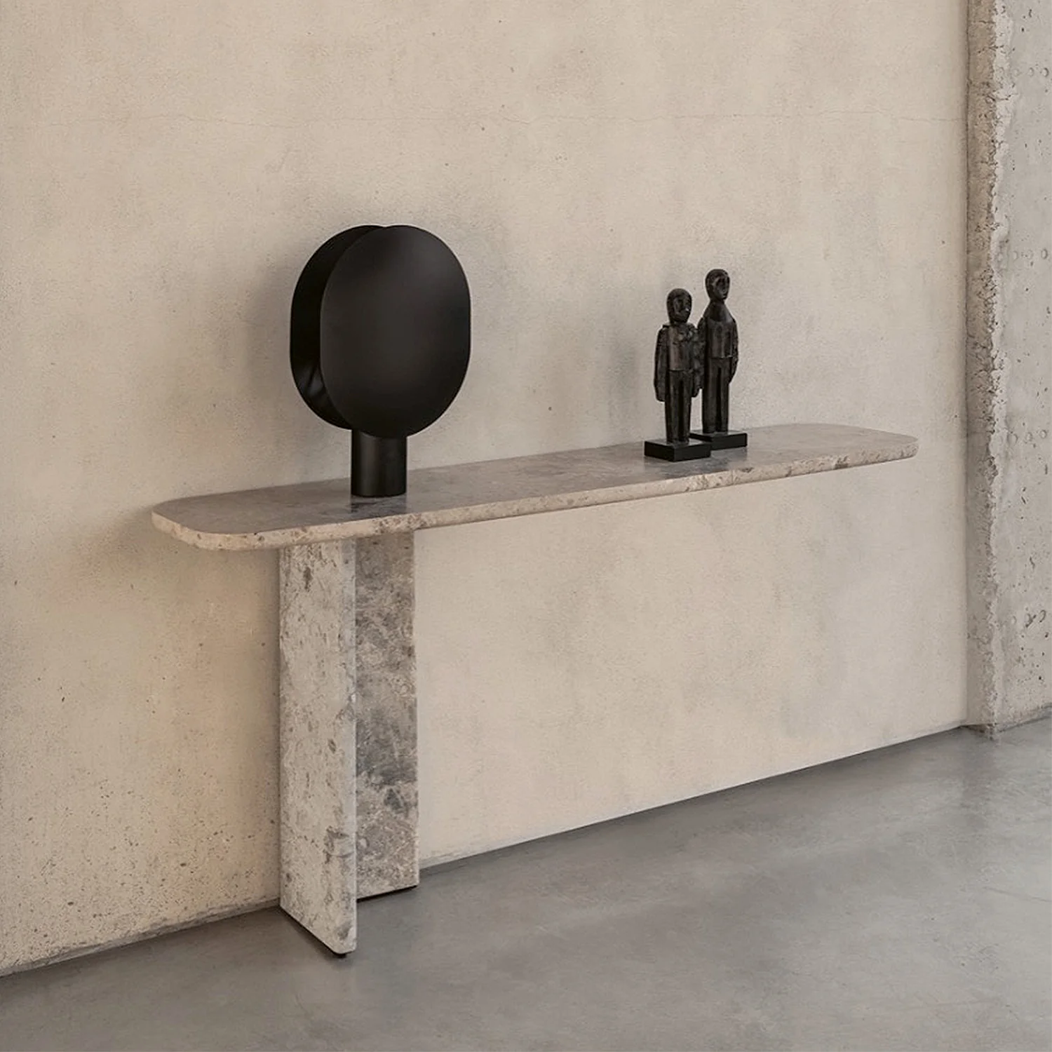 janua | bc 19 t-rox console table oval | white pigmented oak + travertine striato 120cm - Image 2