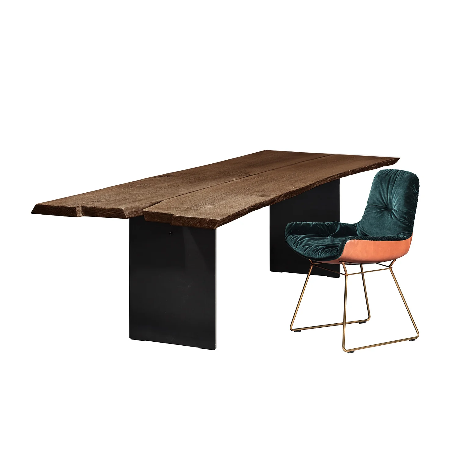 janua | sk 08 butterfly table | charburned washed oak shade bronze + black base 300x110cm - Image 3