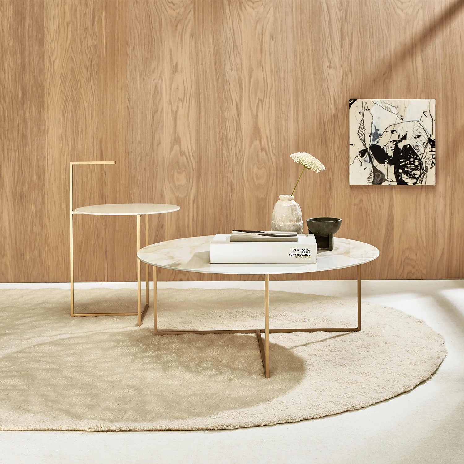 moeller design | CARRY coffee table | white calacatta ceramic + gold frame - Image 5