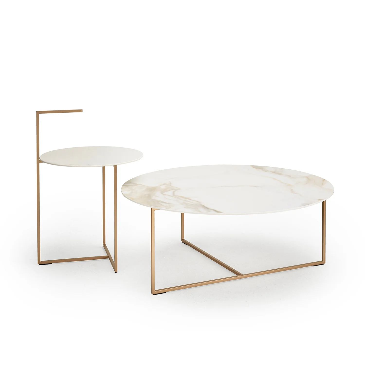 moeller design | CARRY coffee table | white calacatta ceramic + gold frame - Image 3