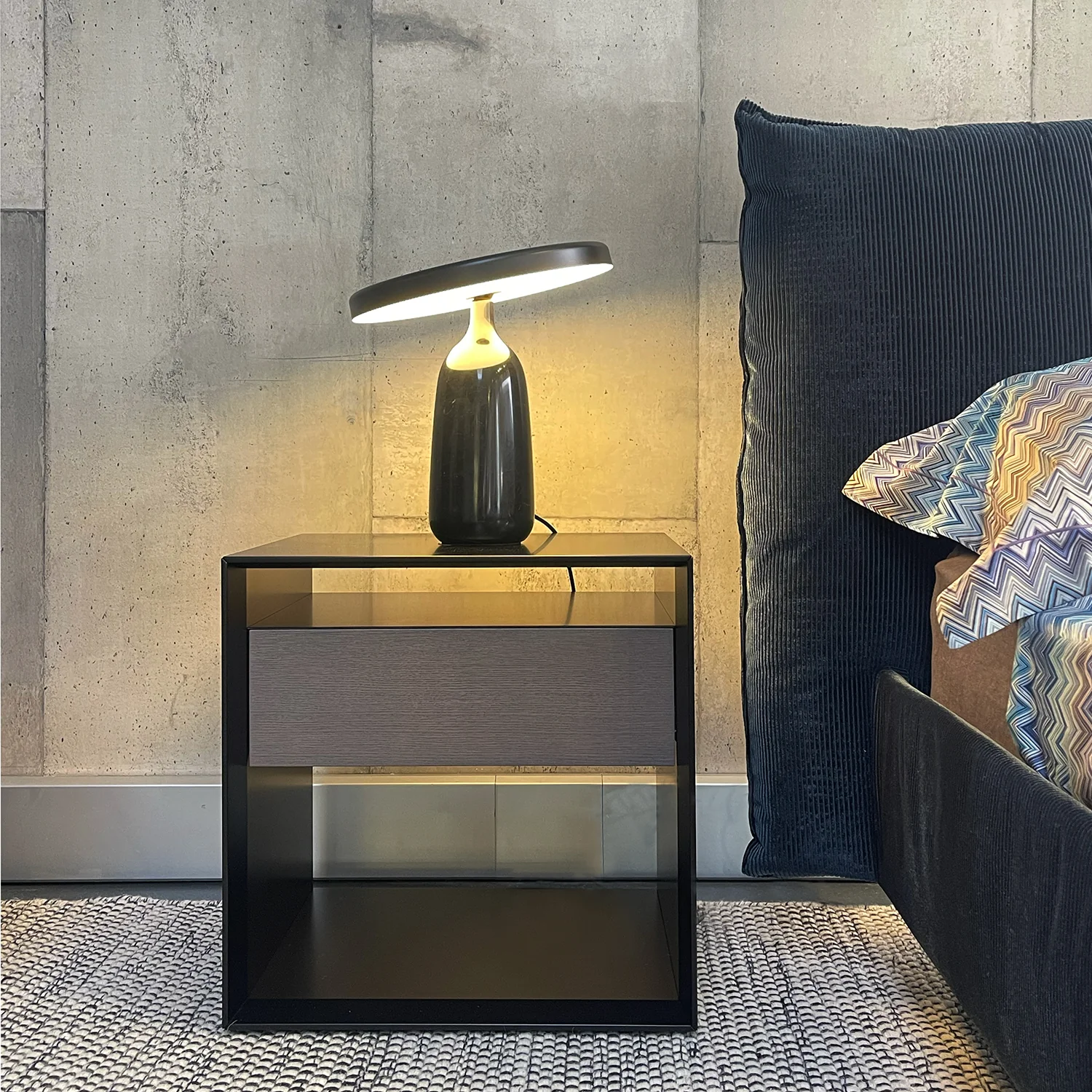 moeller design | RAG BOX K50 | chest with 1 drawer | black + mud grey