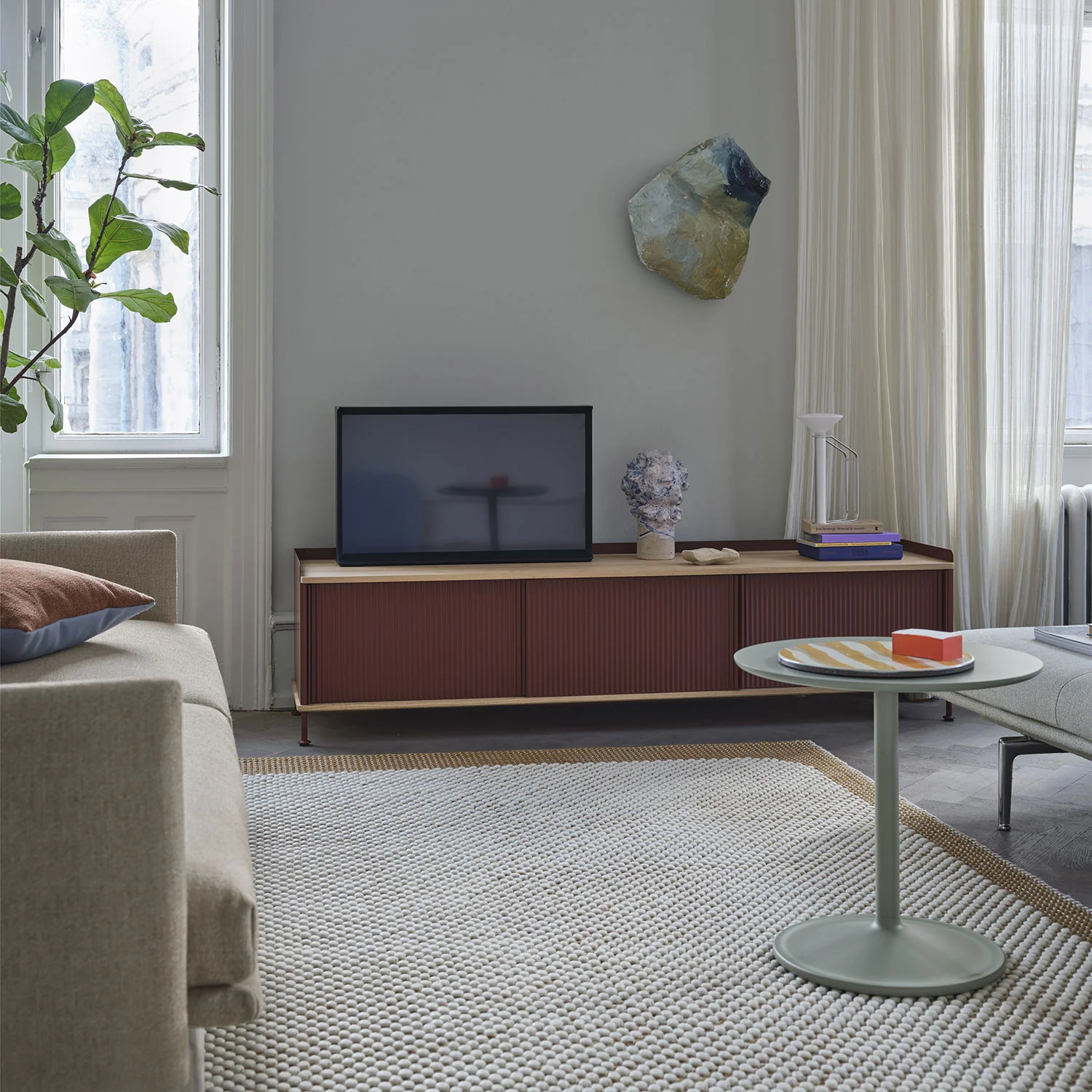 muuto | enfold sideboard low long | grey + oiled oak - Image 4