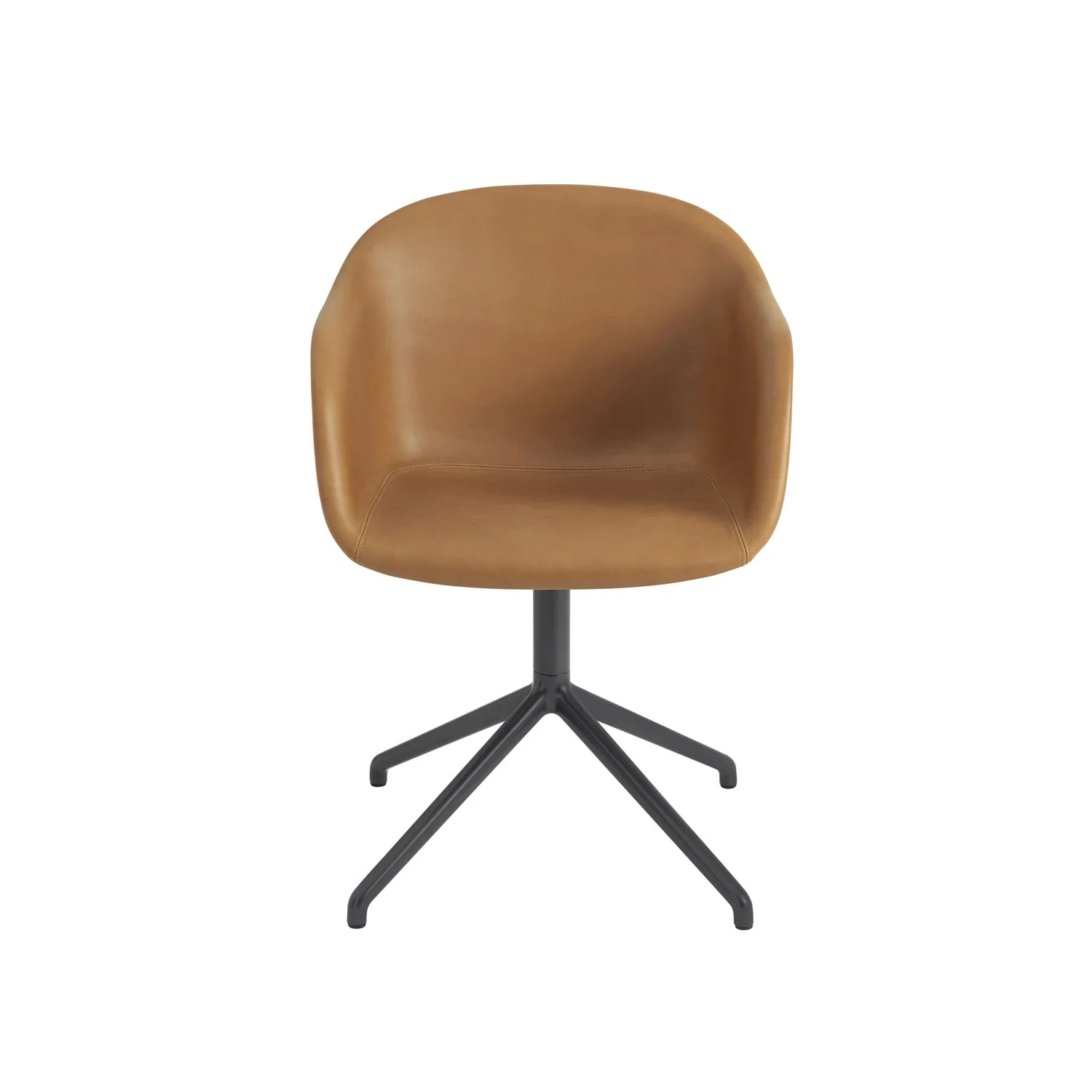 muuto | fiber armchair | swivel base | cognac refine leather + anthracite black - Image 4