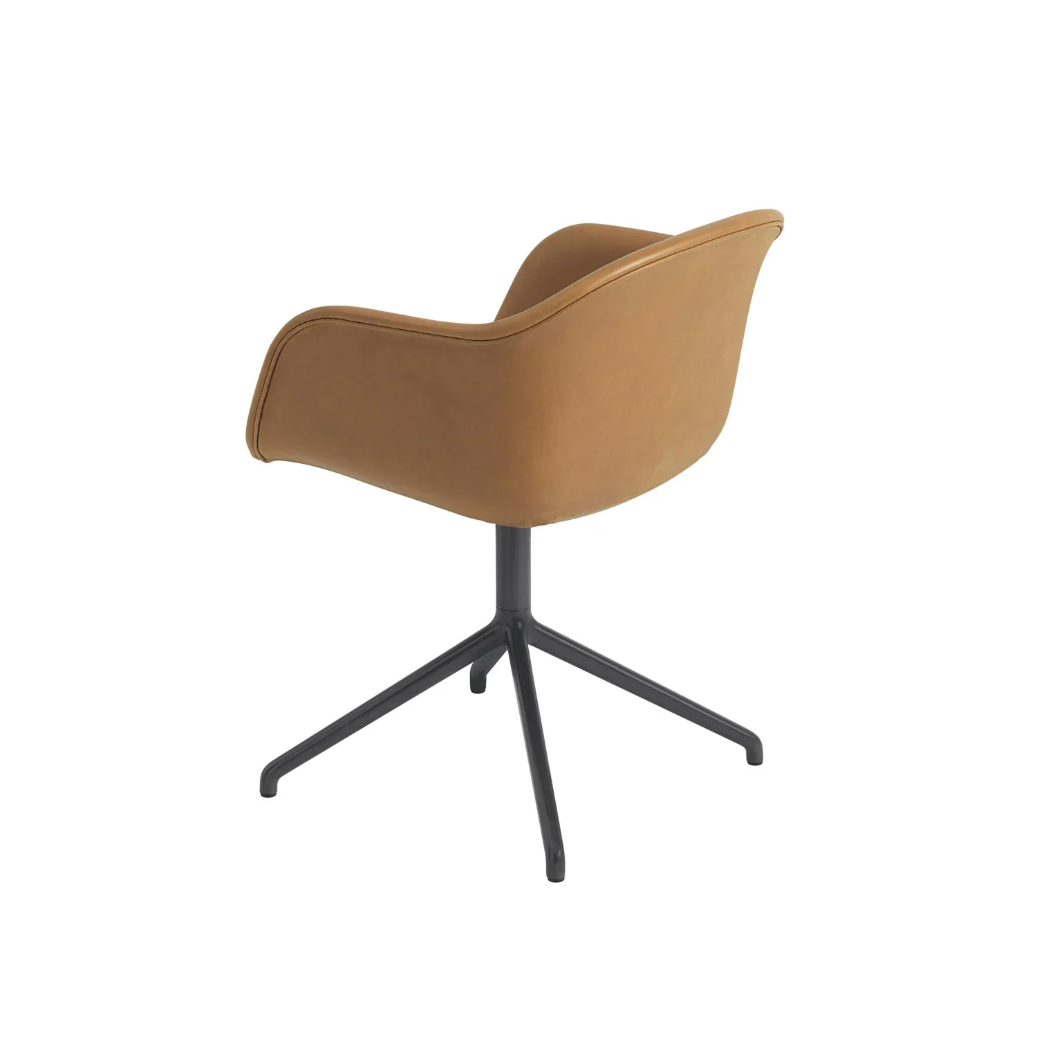 muuto | fiber armchair | swivel base | cognac refine leather + anthracite black - Image 5