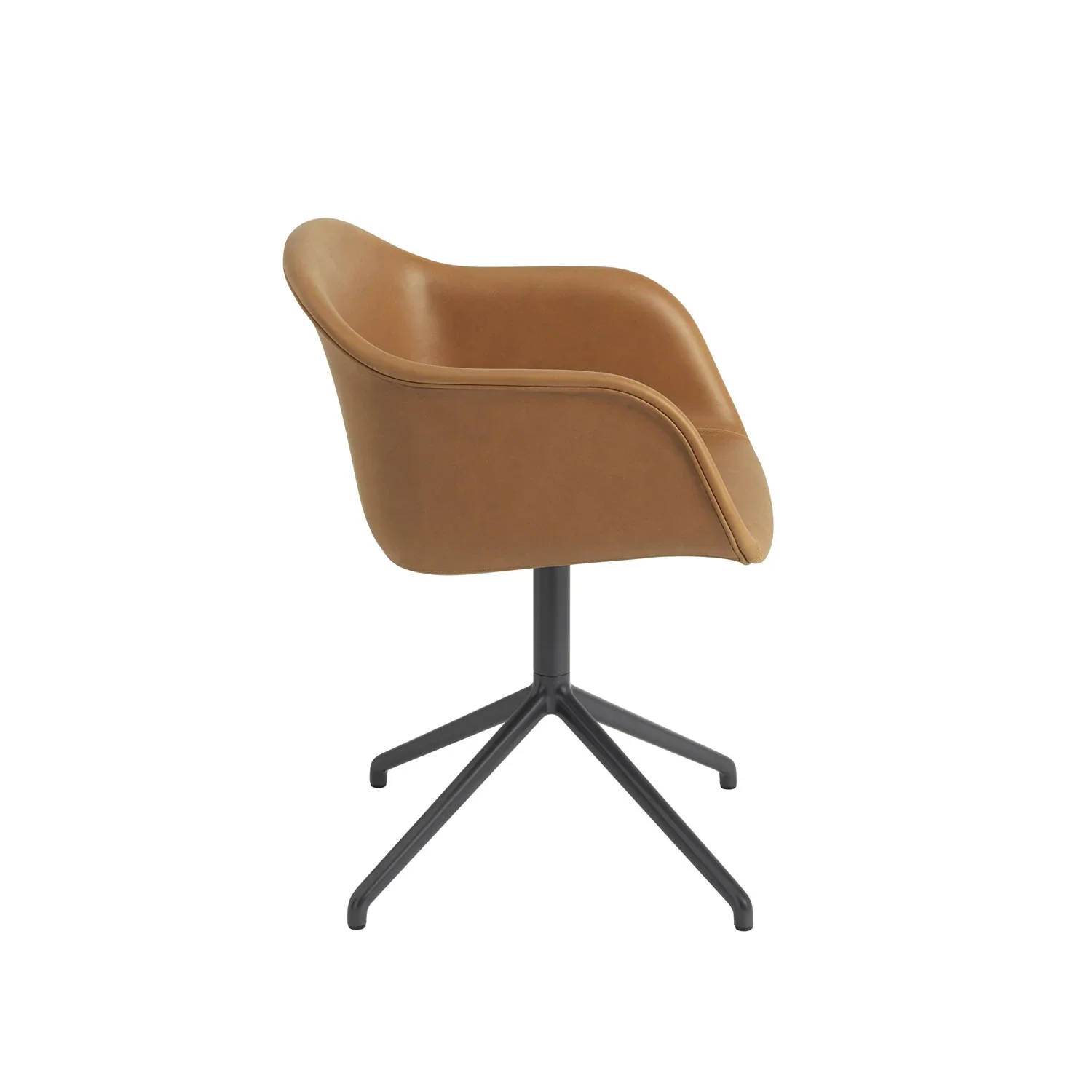 muuto | fiber armchair | swivel base | cognac refine leather + anthracite black - Image 6