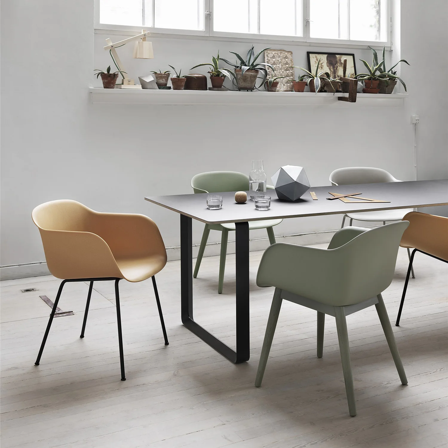 muuto | fiber armchair | tube base | ochre recycled + grey ~ DC - Image 2