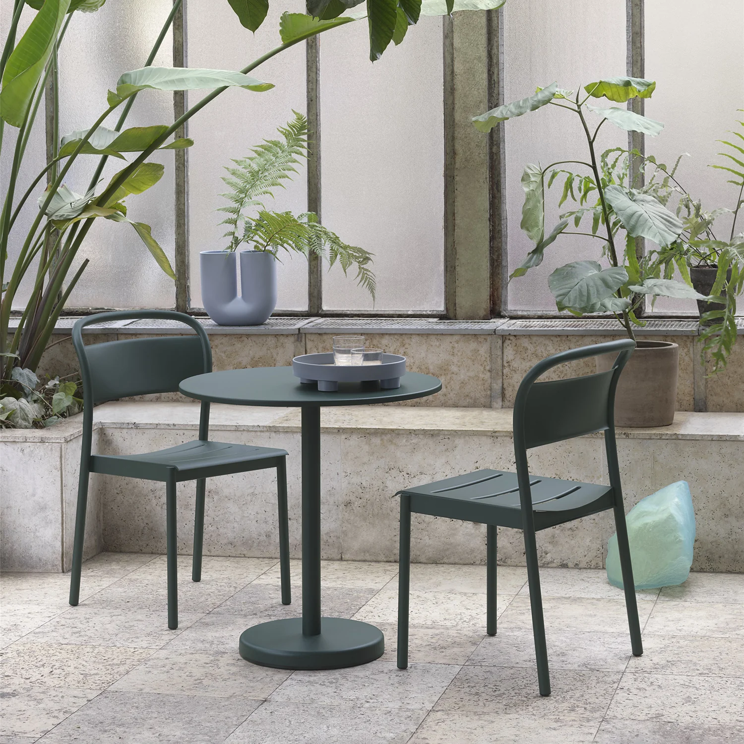 muuto | linear steel cafe table round | dark green 70x73cm - Image 2