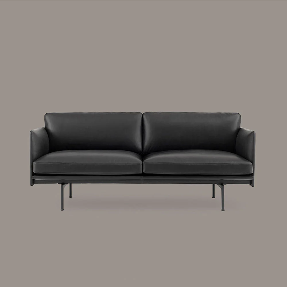 muuto | outline sofa 2 seater | refine leather black - Image 4