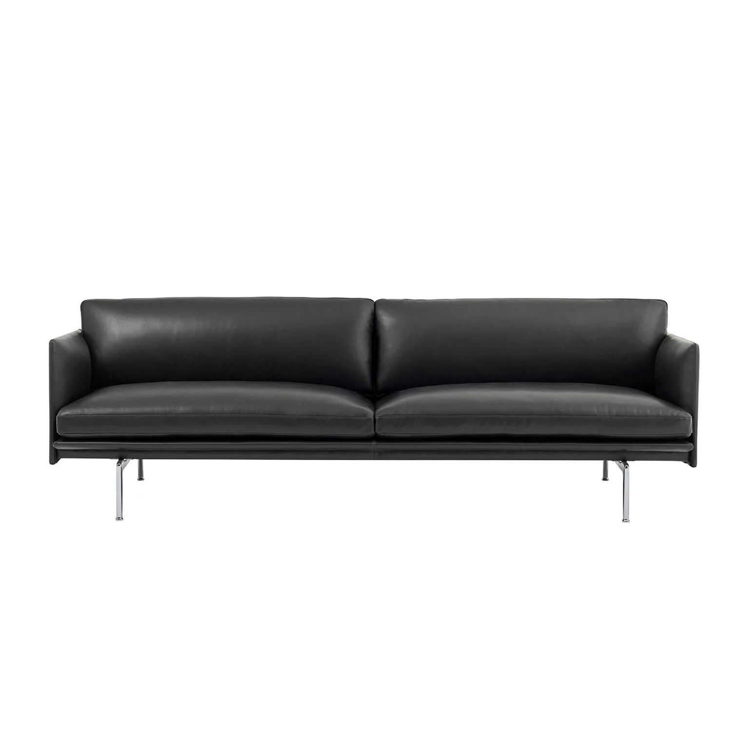 muuto | outline sofa 3 seater | refine leather black + aluminium legs
