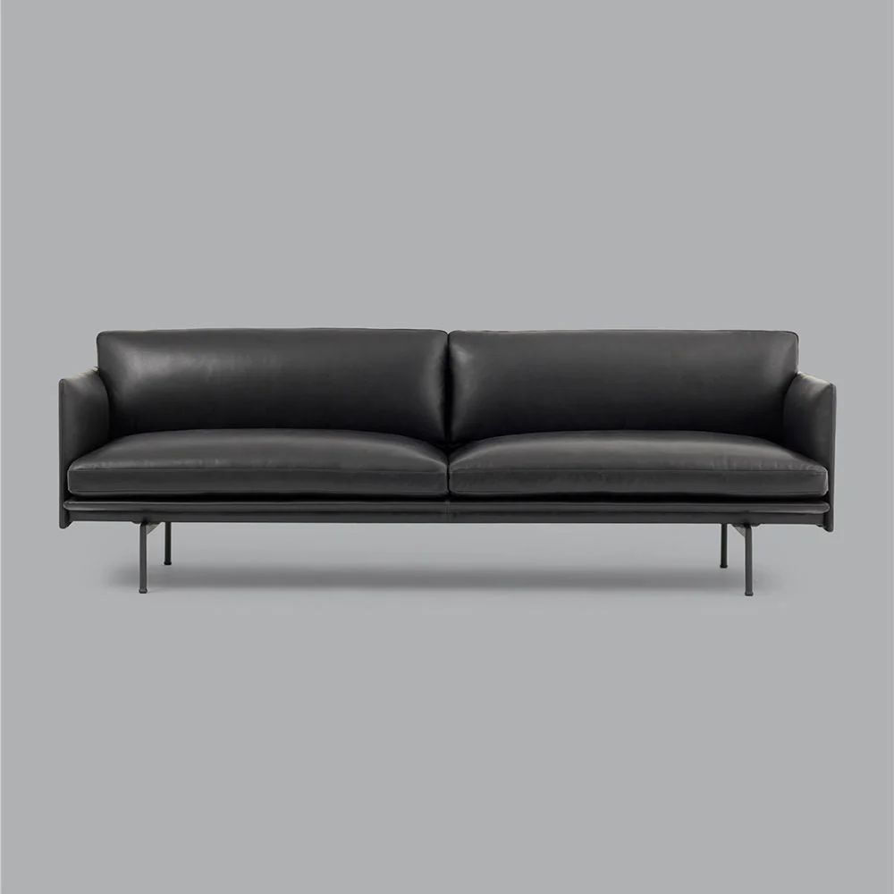 muuto | outline sofa 3 seater | refine leather black - Image 4