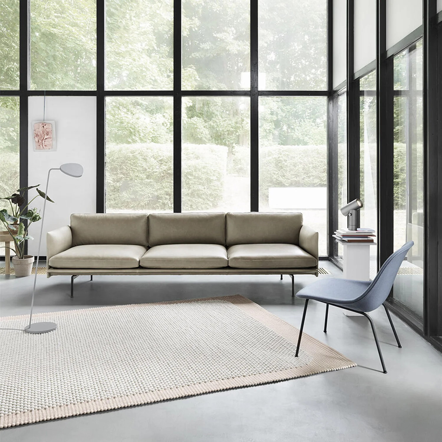 muuto | outline sofa 3 seater | refine leather stone + aluminium legs - Image 2