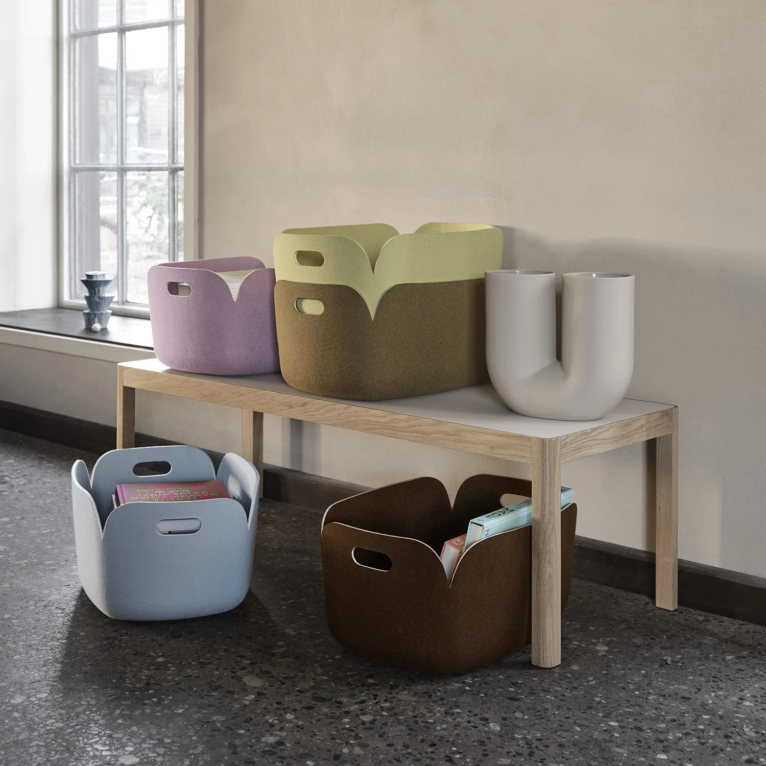 muuto | workshop coffee table | oak + warm grey linoleum 120cm - Image 5