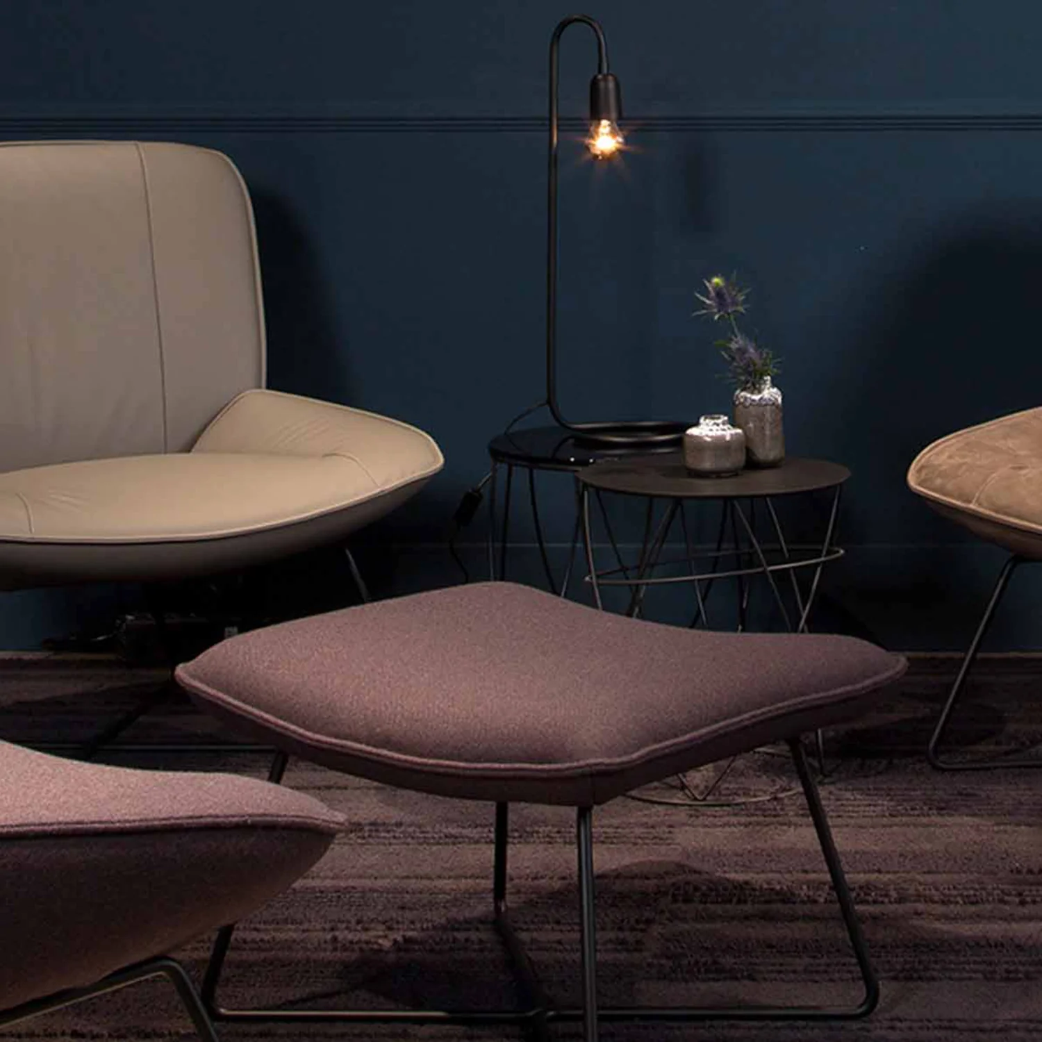 rolf benz | 383 footstool | leather beige grey 42.402 + umbra grey frame - Image 3