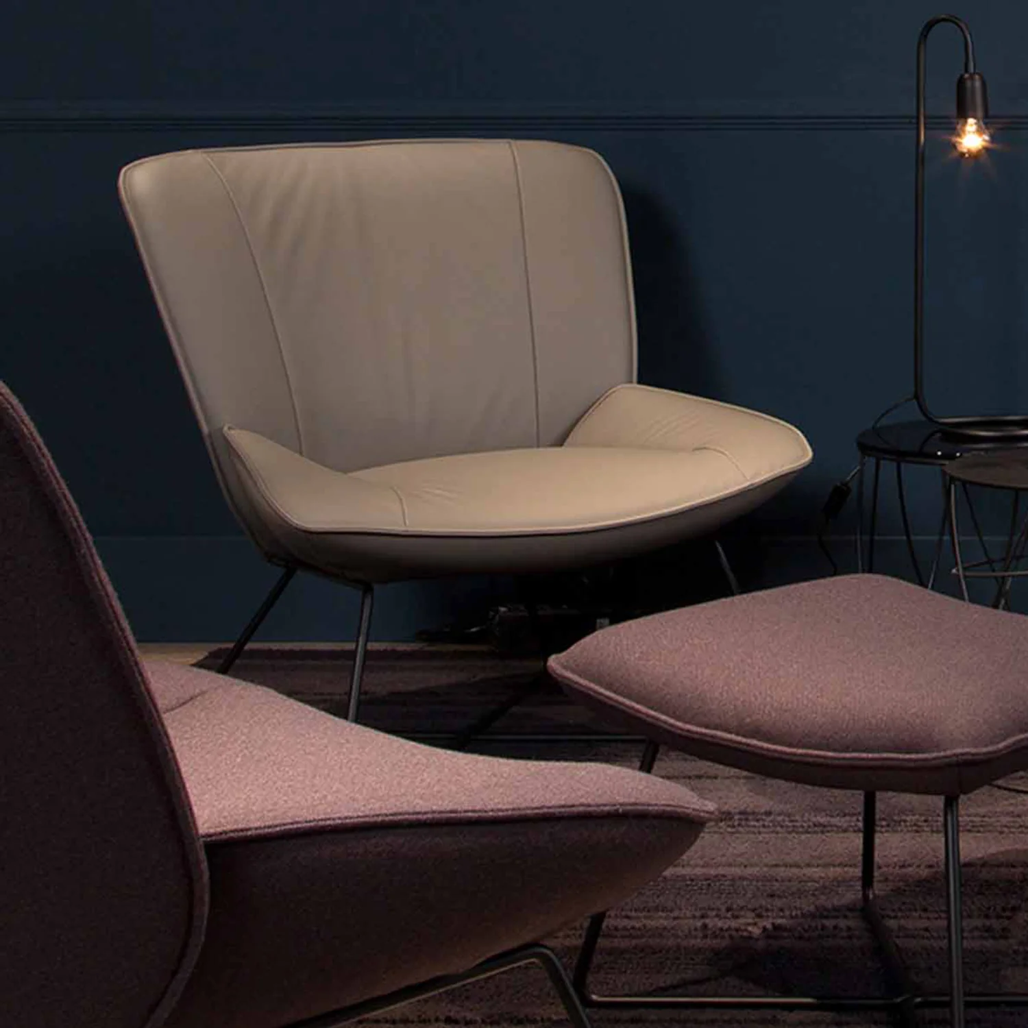rolf benz | 383 footstool | leather beige grey 42.402 + umbra grey frame - Image 6