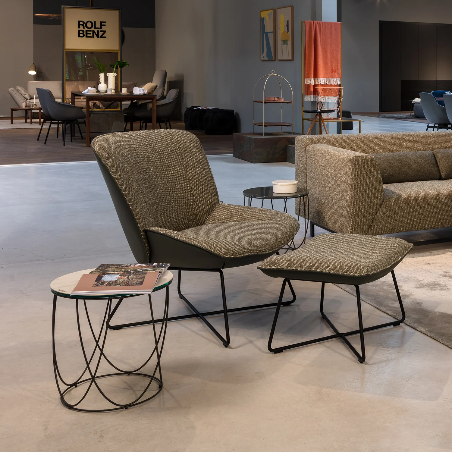 rolf benz | 383 footstool | leather beige grey 42.402 + umbra grey frame - Image 7