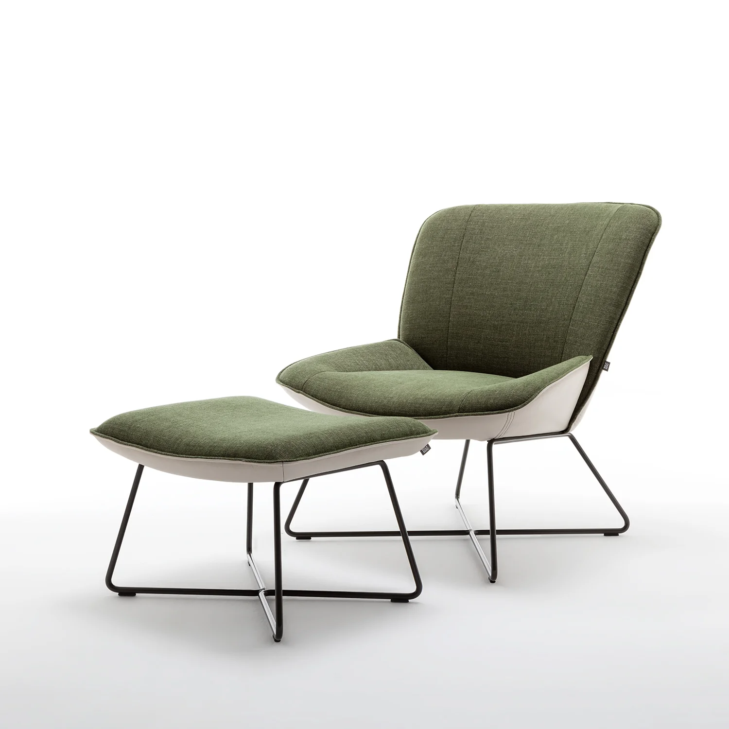 rolf benz | 383 footstool | leather beige grey 42.402 + umbra grey frame - Image 9