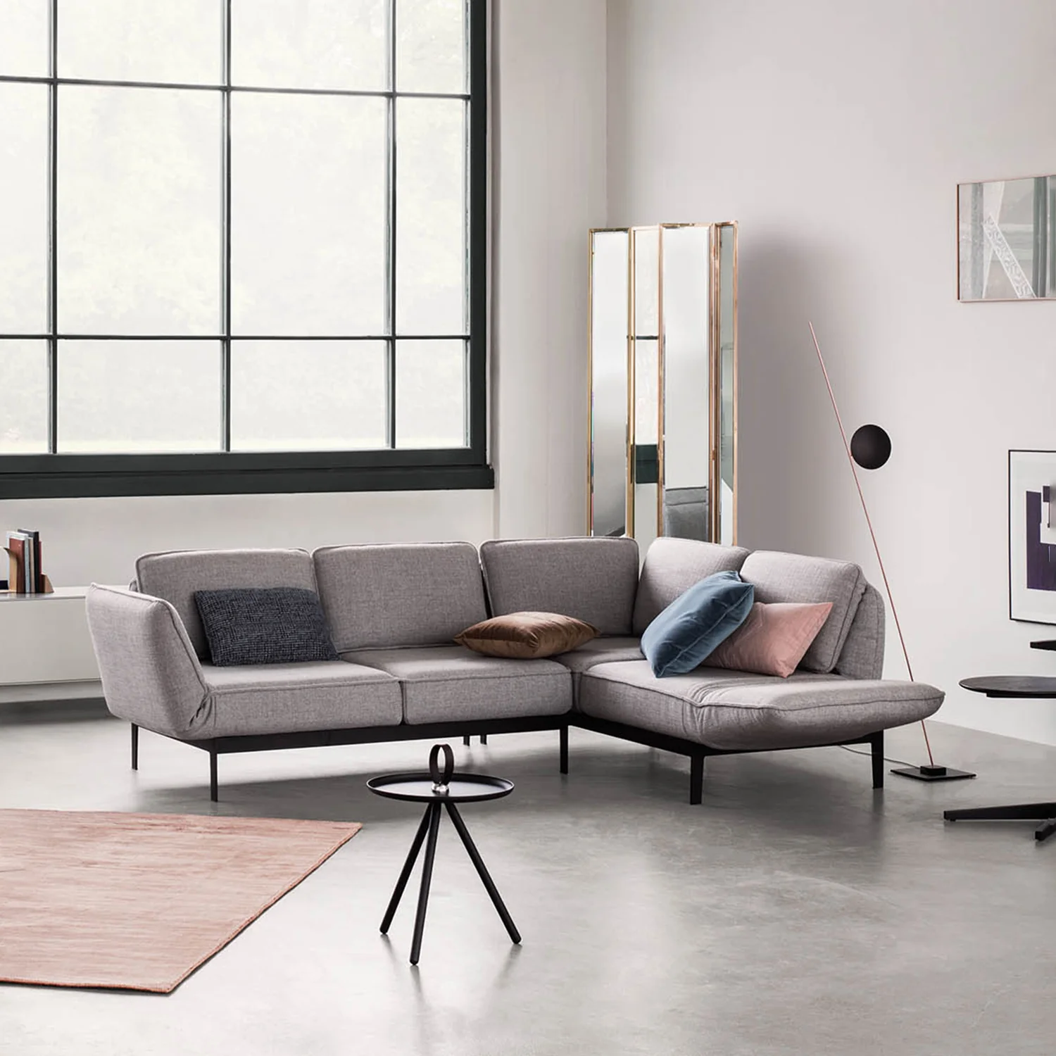 rolf benz | mera sofa | 3 seater fabric | grey beige 24.350 + marrone metallic frame - Image 23