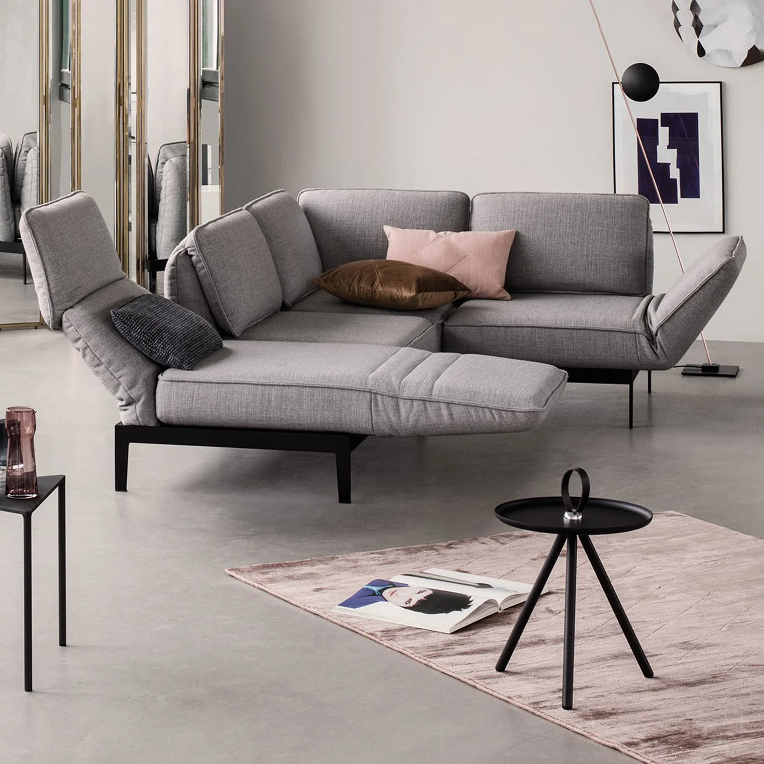 rolf benz | mera sofa | 3 seater fabric | grey beige 24.350 + marrone metallic frame - Image 24