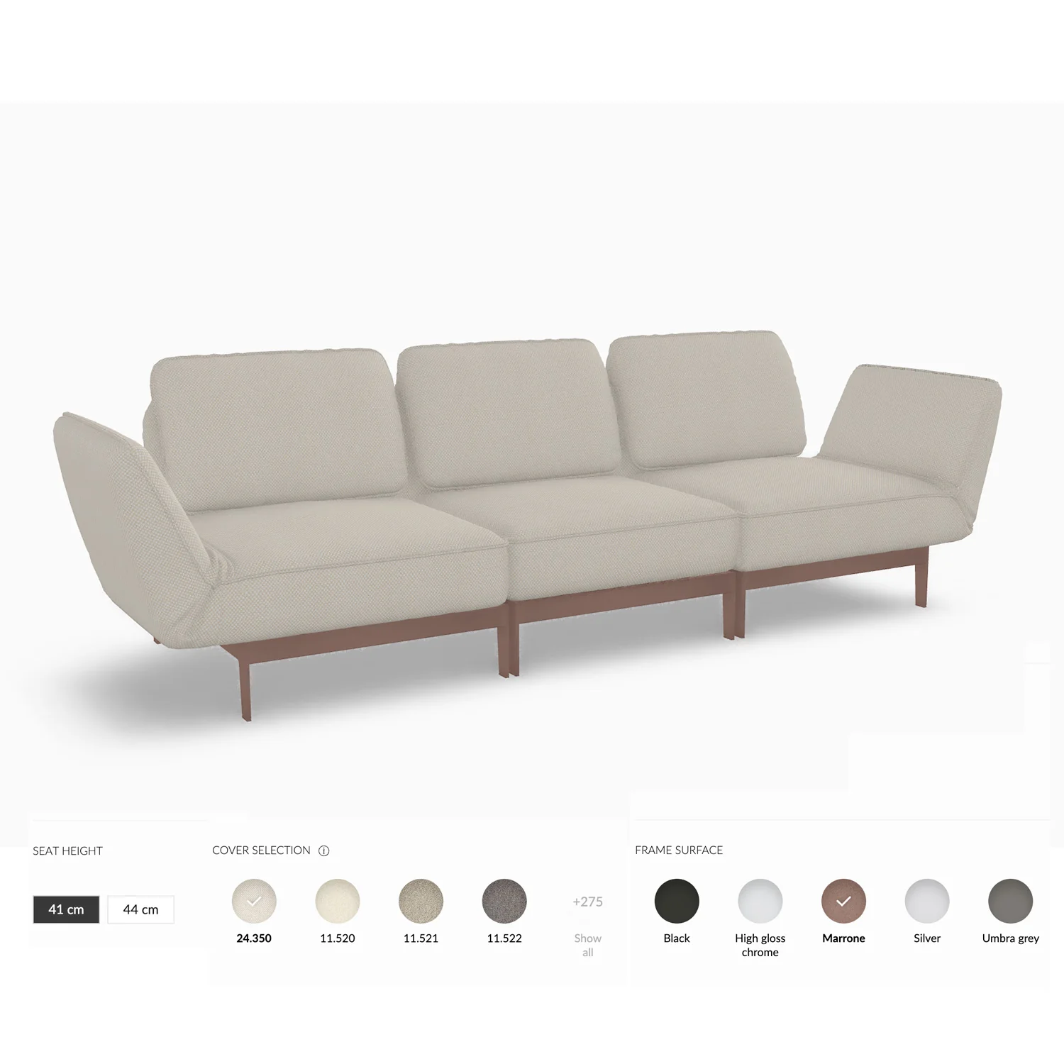 rolf benz | mera sofa | 3 seater fabric | grey beige 24.350 + marrone metallic frame - Image 3