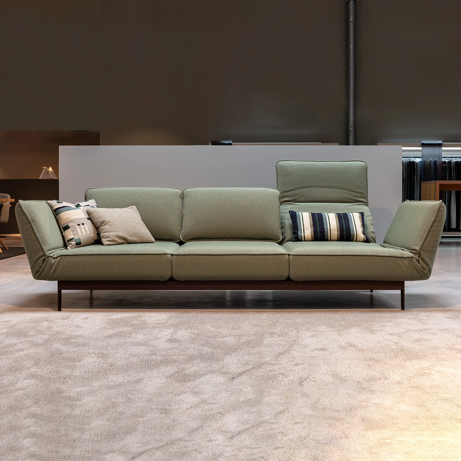 rolf benz | mera sofa | 3 seater leather | beige grey 38.732 + marrone metallic frame - Image 21