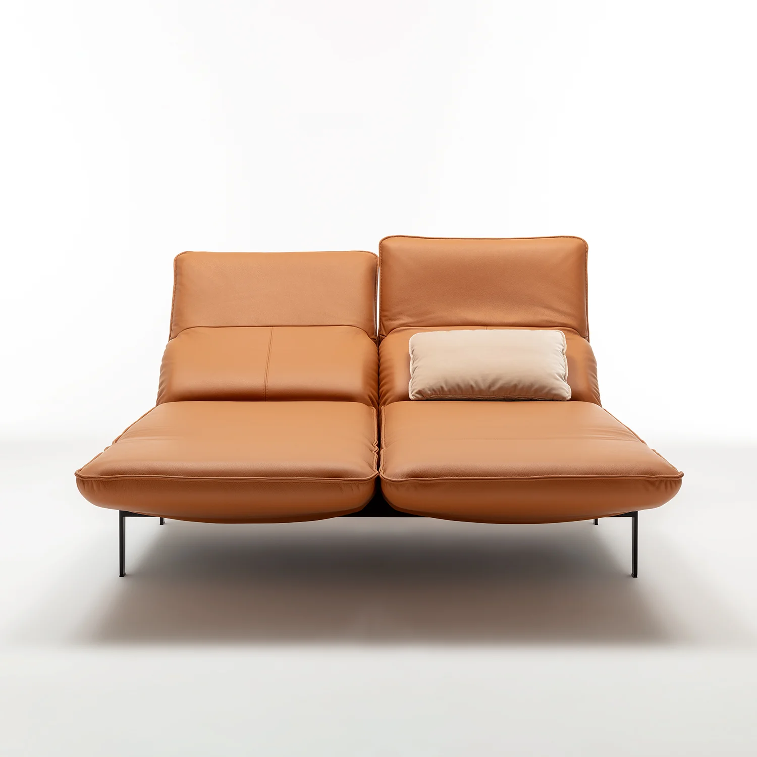rolf benz | mera sofa | 3 seater leather | beige grey 38.732 + marrone metallic frame - Image 11