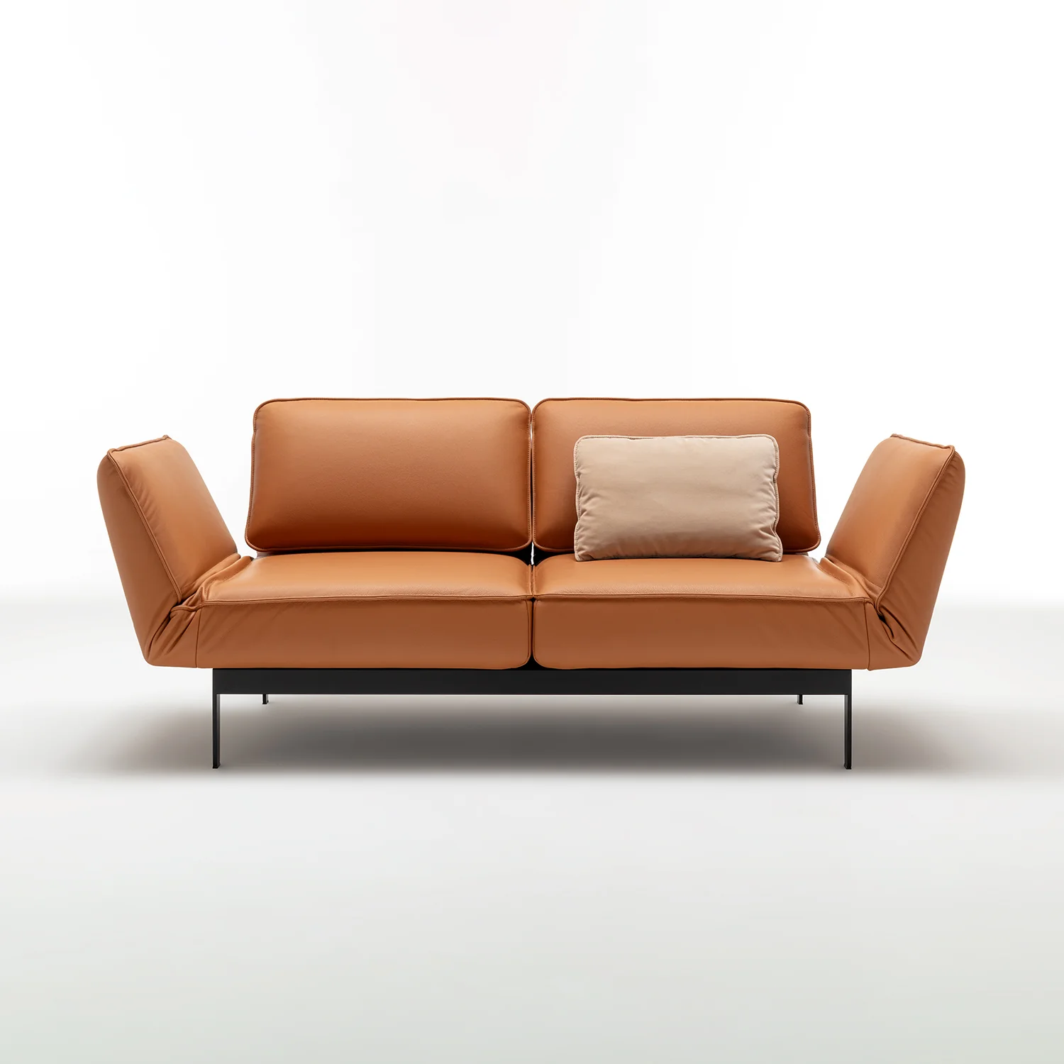 rolf benz | mera sofa | 3 seater leather | beige grey 38.732 + marrone metallic frame - Image 14