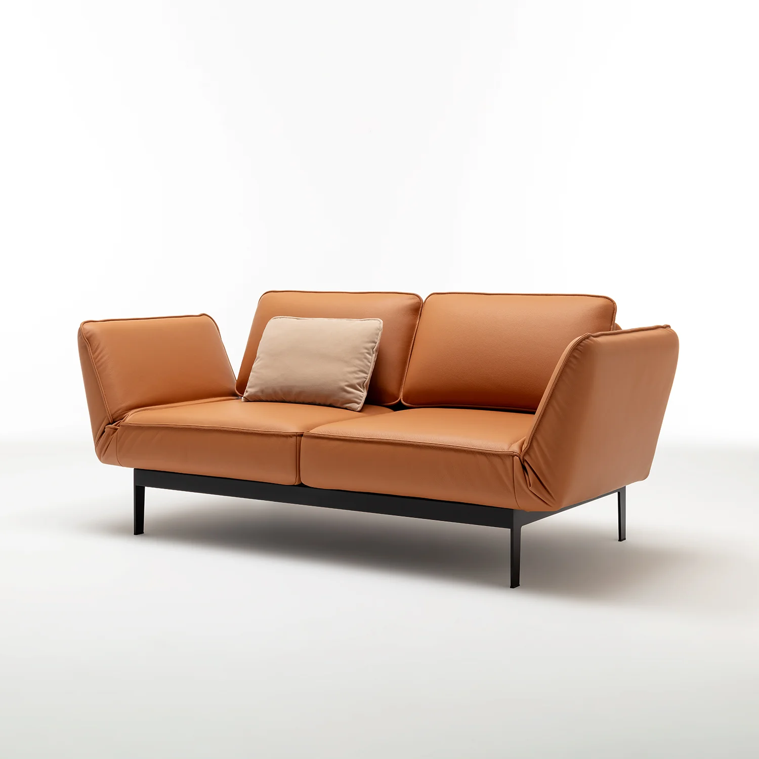 rolf benz | mera sofa | 3 seater leather | beige grey 38.732 + marrone metallic frame - Image 15