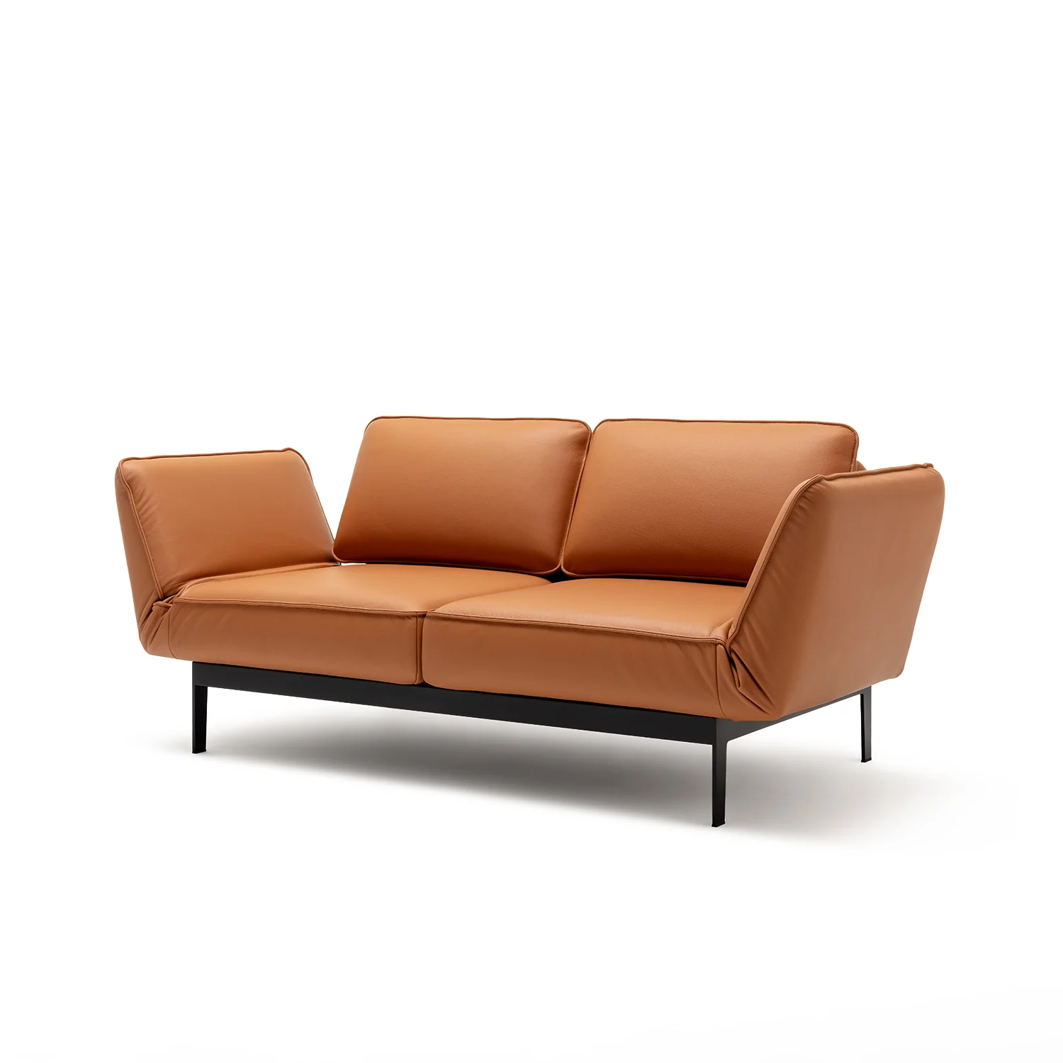 rolf benz | mera sofa | 3 seater leather | beige grey 38.732 + marrone metallic frame - Image 5