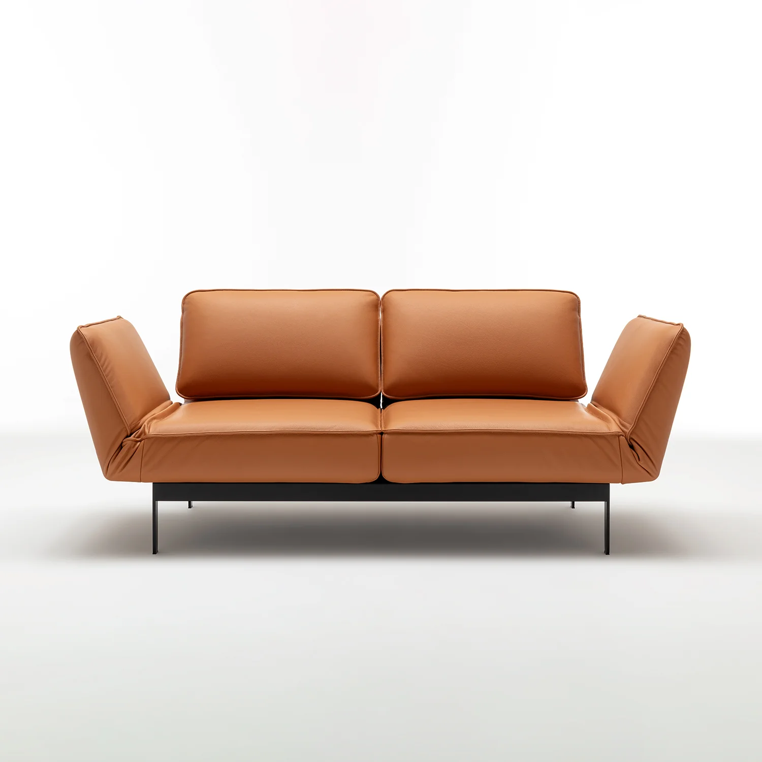 rolf benz | mera sofa | 3 seater leather | beige grey 38.732 + marrone metallic frame - Image 7