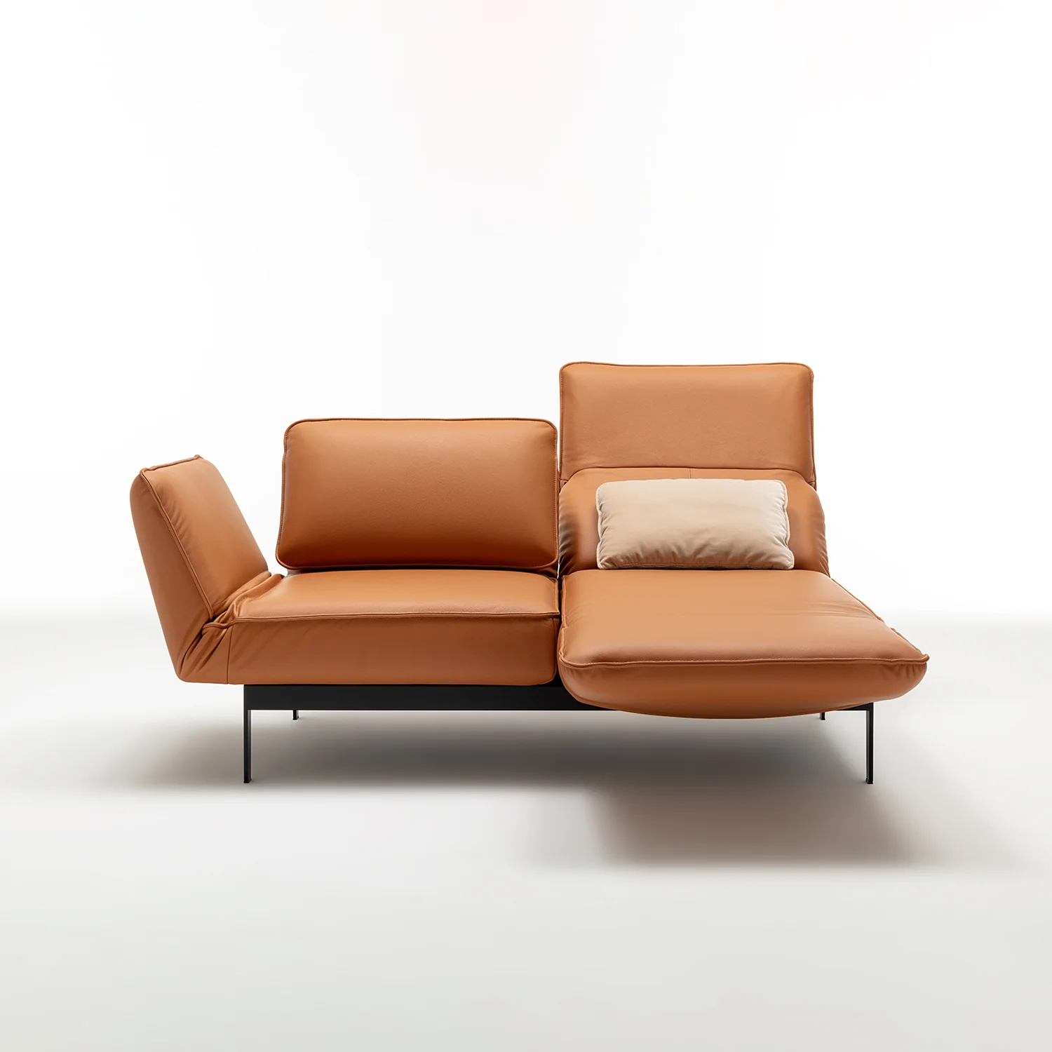 rolf benz | mera sofa | 3 seater leather | beige grey 38.732 + marrone metallic frame - Image 9
