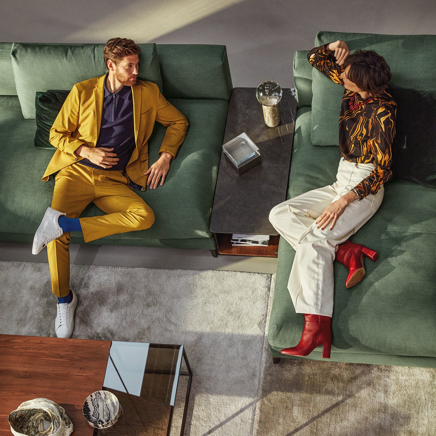 rolf benz | nuvola sofa + footstool | fabric beige grey 26384 + marrone metallic legs - Image 22