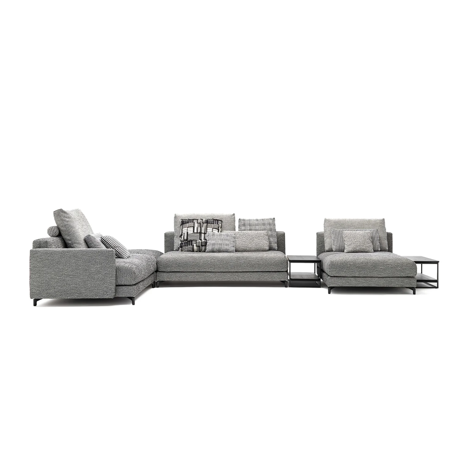 rolf benz | nuvola sofa + footstool | fabric beige grey 26384 + marrone metallic legs - Image 29