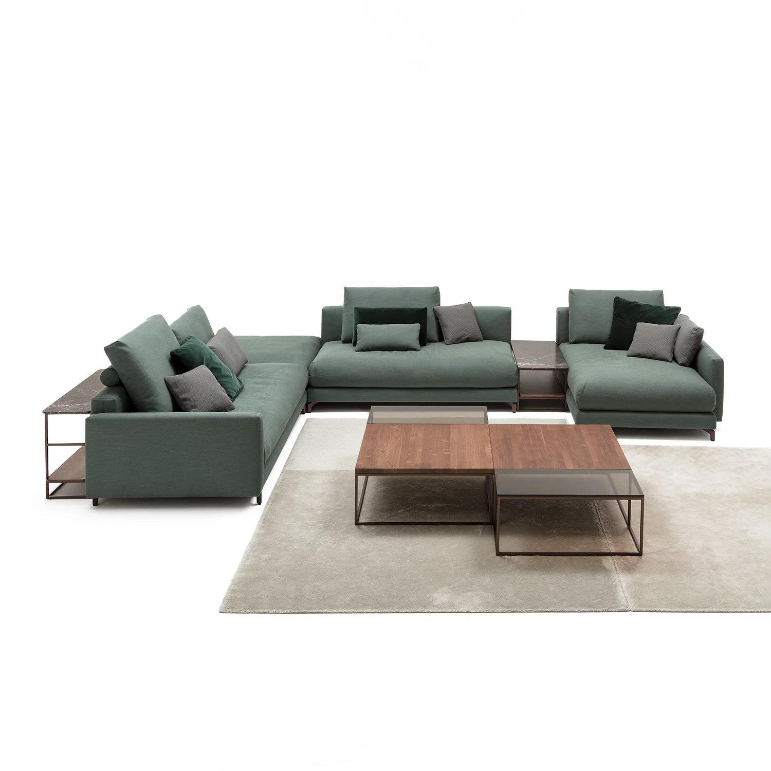 rolf benz | nuvola sofa + footstool | fabric beige grey 26384 + marrone metallic legs - Image 3