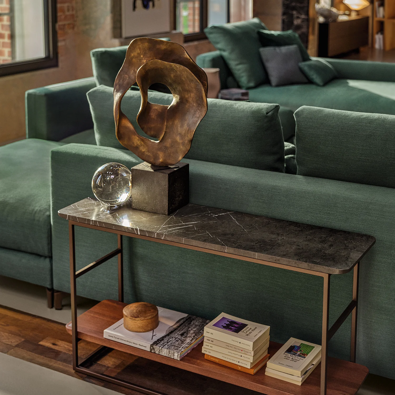 rolf benz | nuvola sofa + footstool | fabric beige grey 26384 + marrone metallic legs - Image 14