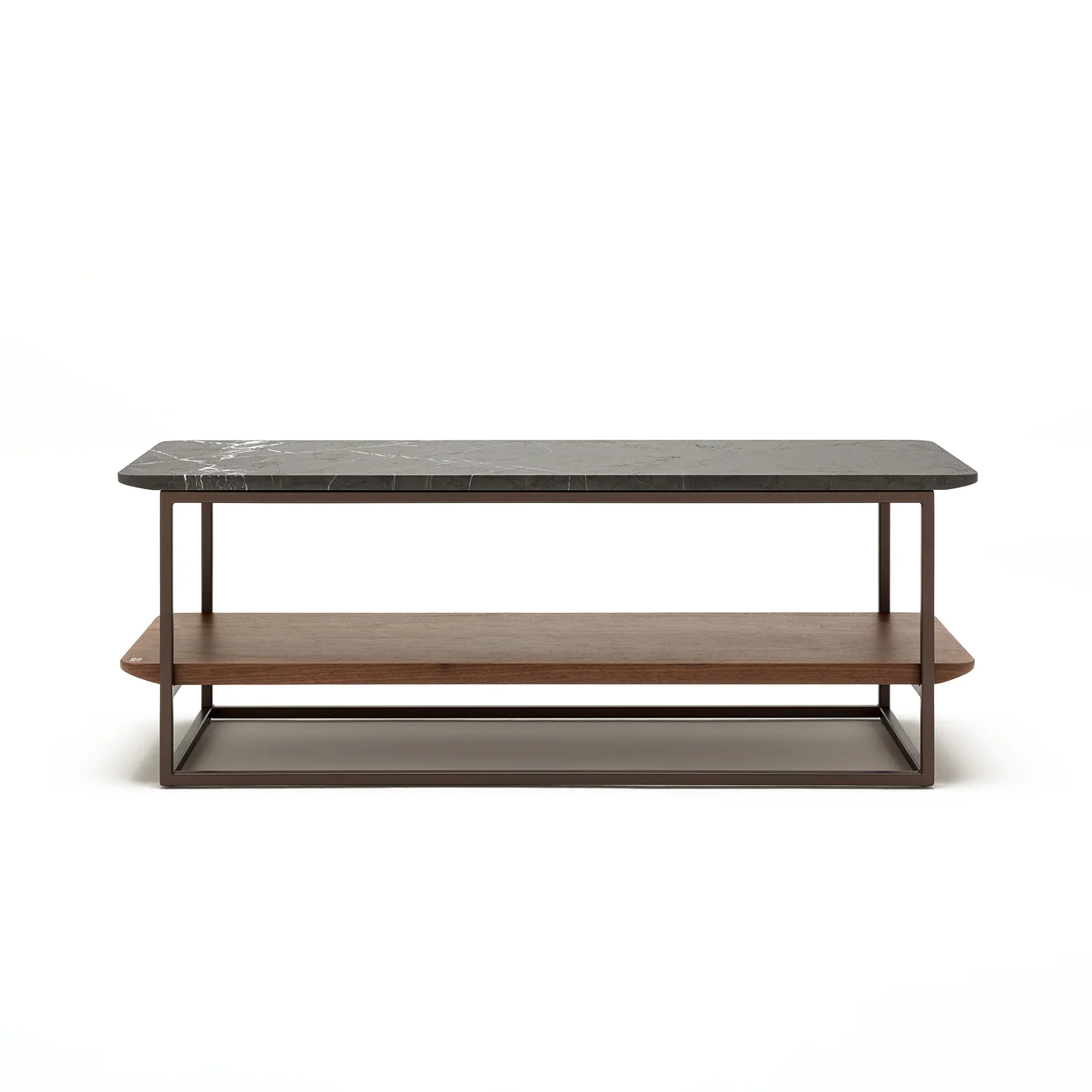 rolf benz | 987 coffee table | stone graphite brown + american walnut + marrone metallic frame - Image 3