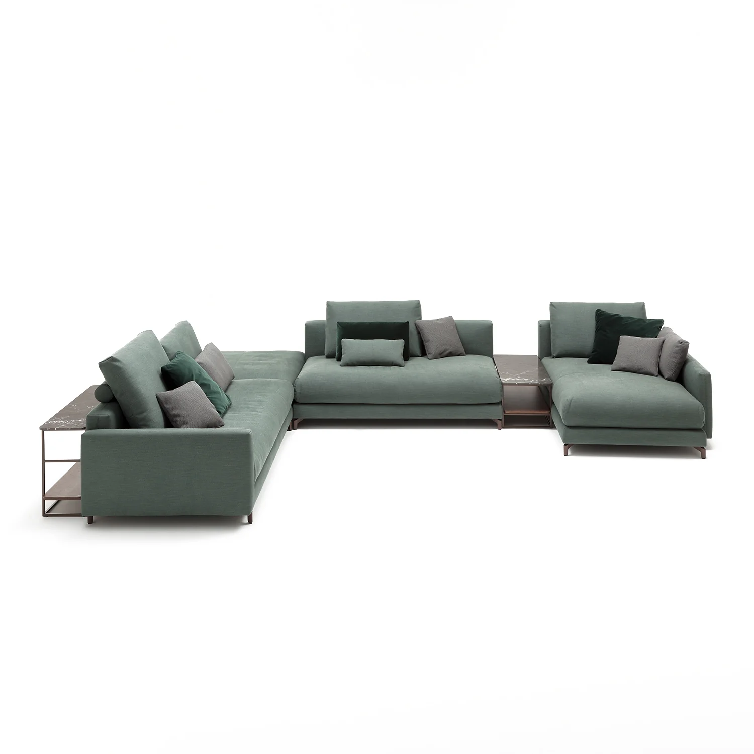 rolf benz | nuvola sofa + footstool | fabric beige grey 26384 + marrone metallic legs - Image 6