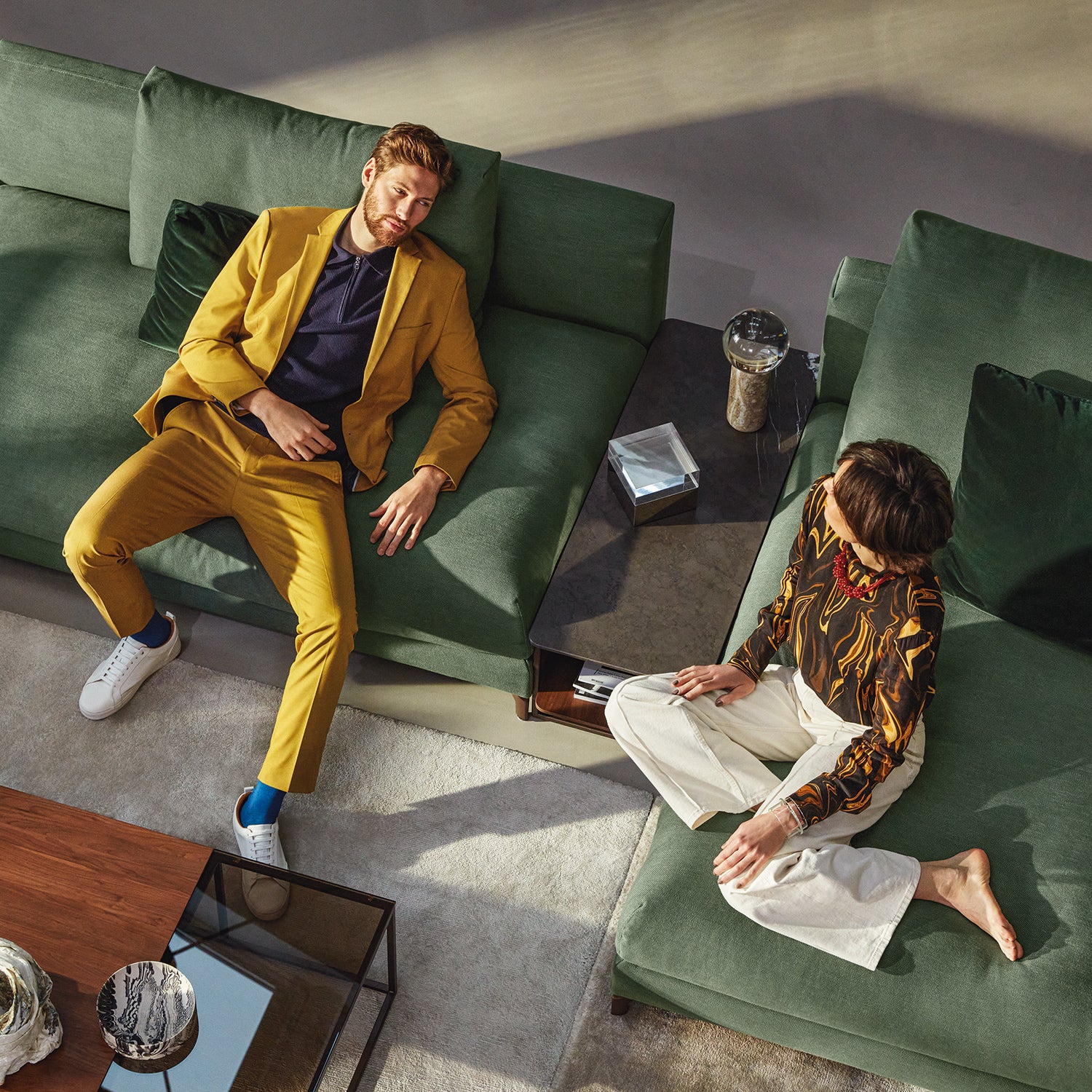 rolf benz | nuvola sofa + footstool | fabric beige grey 26384 + marrone metallic legs - Image 26