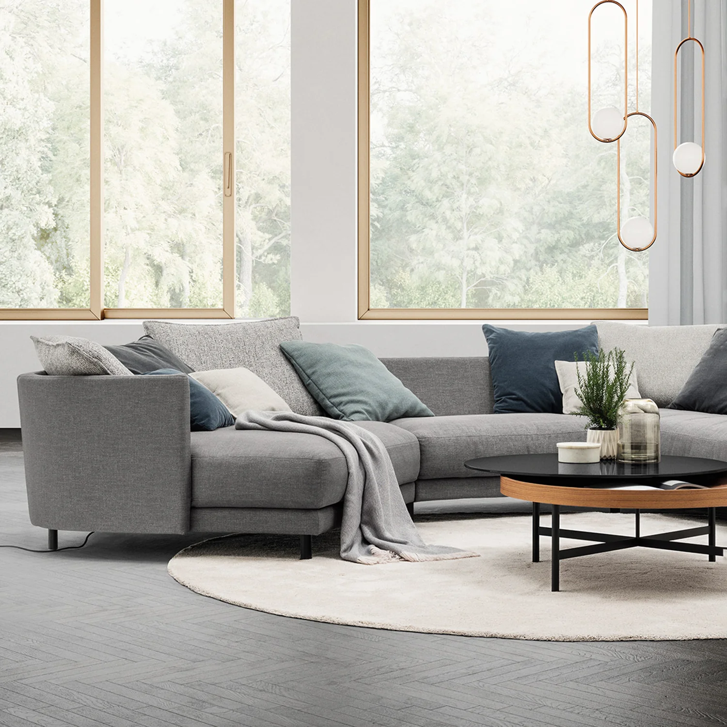 rolf benz | onda sofa | fabric silk grey 24.510 + black oak legs - Image 12