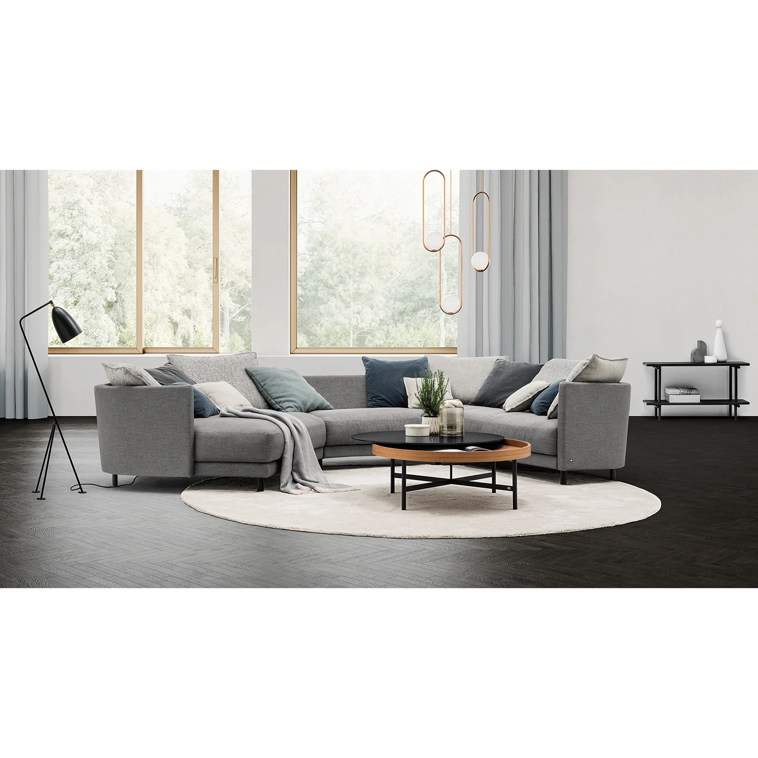 rolf benz | onda sofa | fabric silk grey 24.510 + black oak legs - Image 17