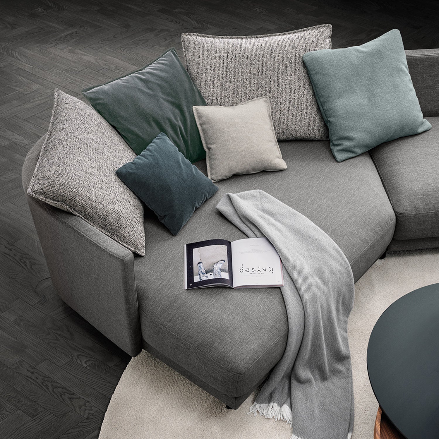 rolf benz | onda sofa | fabric silk grey 24.510 + black oak legs - Image 24