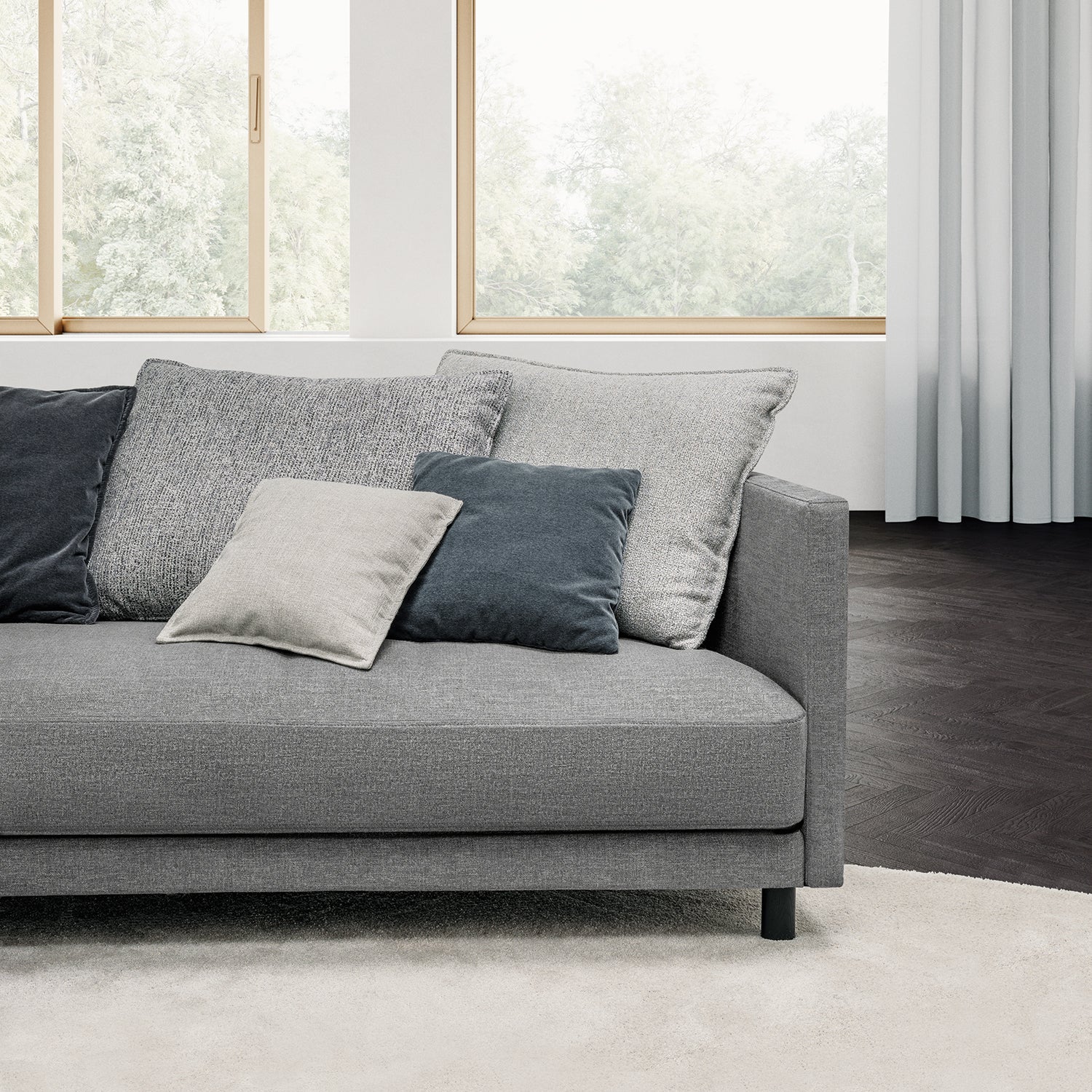 rolf benz | onda sofa | fabric silk grey 24.510 + black oak legs - Image 26