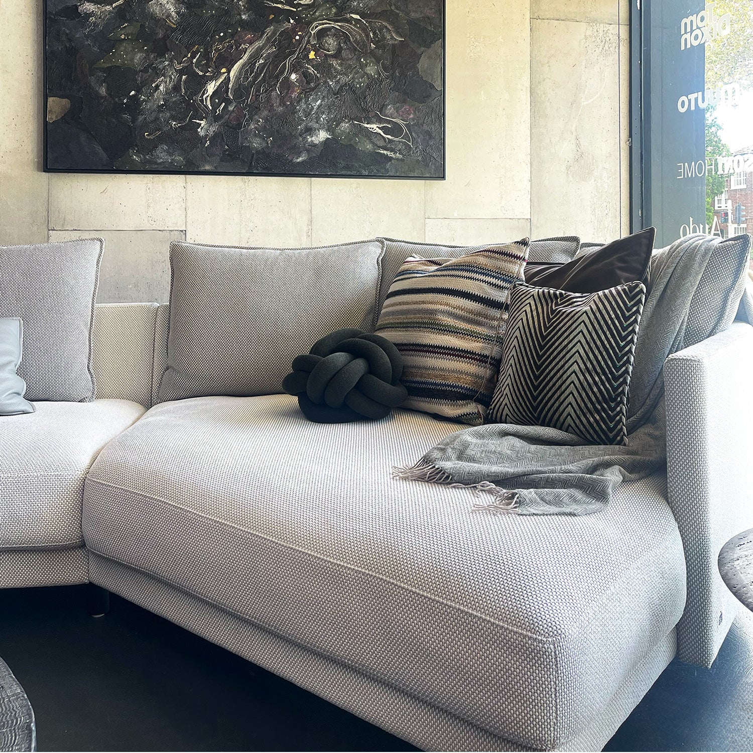 rolf benz | onda sofa | fabric silk grey 24.510 + black oak legs - Image 4
