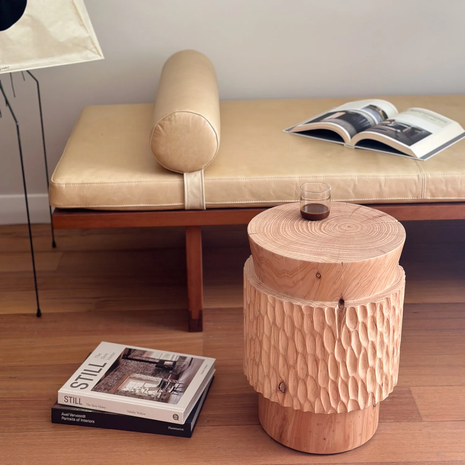 studio nikco | wooden stool / side table | cone top no.2 carved - Image 5