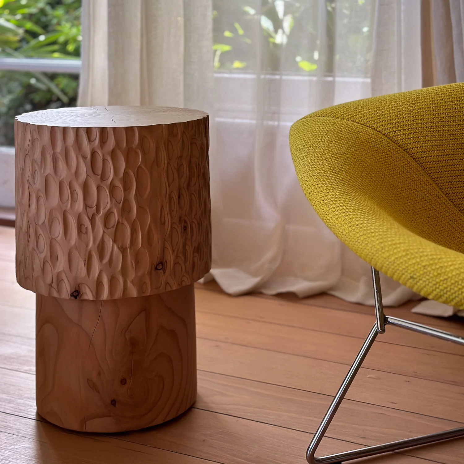 studio nikco | wooden stool / side table | stepped no.1 carved - Image 3