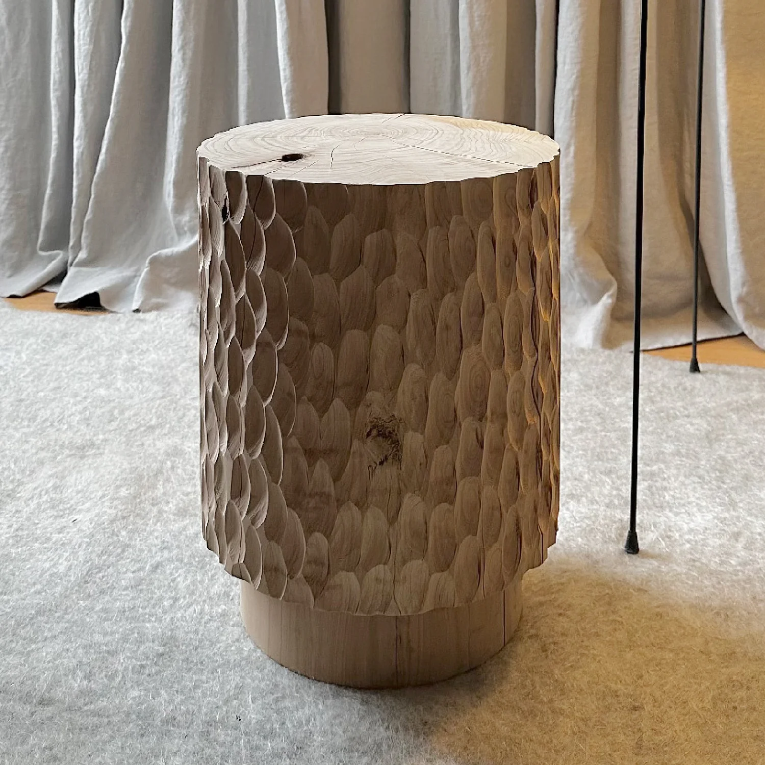 studio nikco | wooden stool / side table | stepped no.2 carved - Image 4